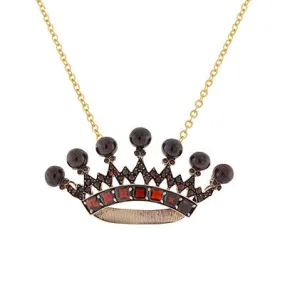 Victorian Gold Filled Bohemian Garnet Crown Necklace