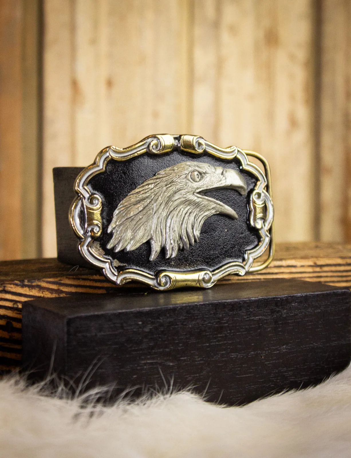 Vintage Bald Eagle Brass Belt Buckle