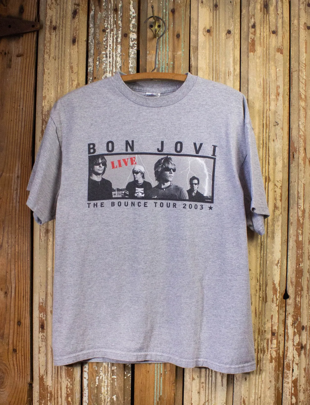 Vintage Bon Jovi The Bounce Tour Concert T Shirt 2003 Gray Large