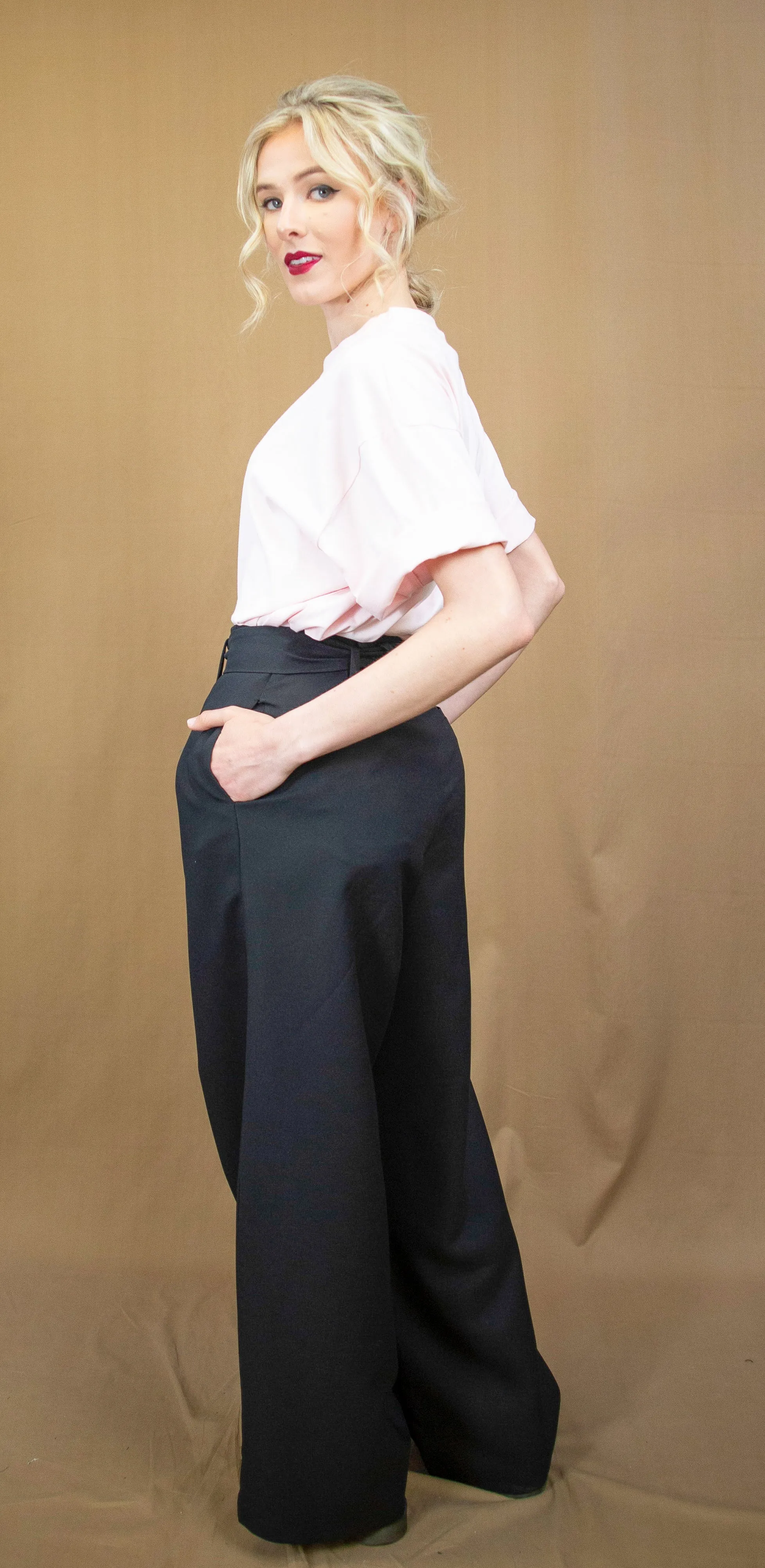 Wide Leg Stanton Trouser in Black.