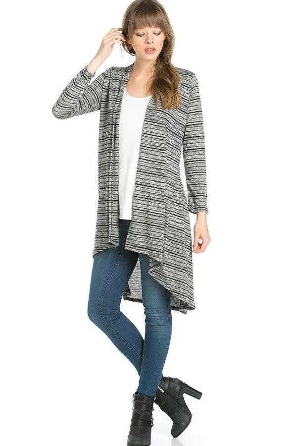 Womens Striped Sweater Cardigan Black/Gray Sizes S/M/L/XL