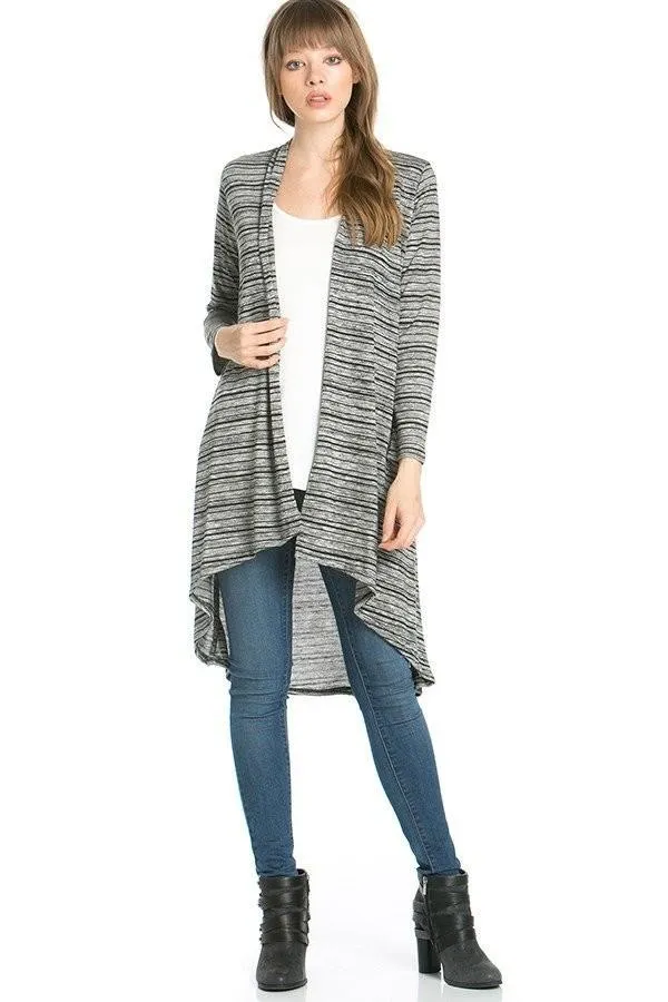 Womens Striped Sweater Cardigan Black/Gray Sizes S/M/L/XL