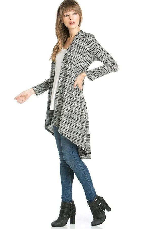 Womens Striped Sweater Cardigan Black/Gray Sizes S/M/L/XL