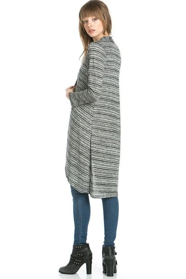 Womens Striped Sweater Cardigan Black/Gray Sizes S/M/L/XL