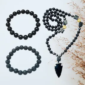 Zen Warrior's Empowerment Trio: Onyx, Obsidian and Lava Stone